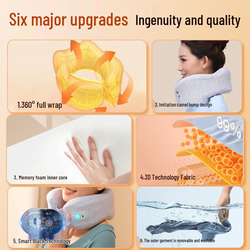 HEZHENG Portable Neck Massager U-Pillow CN Plug (adapter Included)