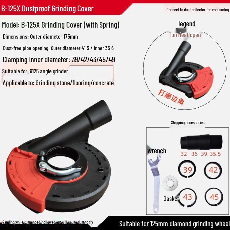 5-Inch Dust Shroud for 125/180/230 Angle Grinder, Concrete Stone Dust-Free Grinding Cover