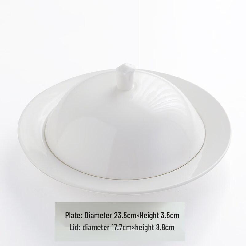 Nordic Gold Rim Ceramic Dinner Plate with Lid