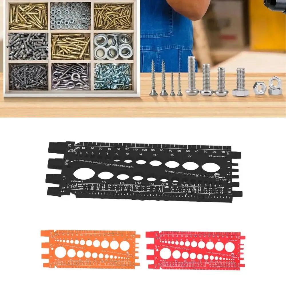 Metric Size Nut Gauge Imperial Standard Portable Screw Size Measuring Ruler Male Female Gauge Inch Metric Thread Bolt Gauges