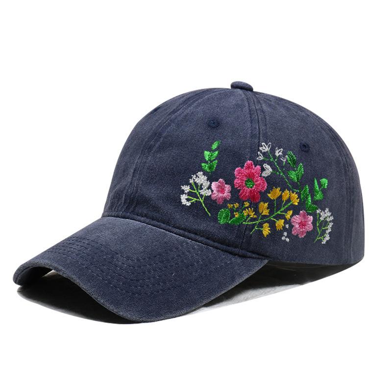 Embroidered Flower Diy Hat Soft Top Outdoor Sun Protection Casual Cotton Baseball Cap Fashionable Spring Summer Hat For Girls
