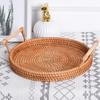 Rattan Tray Hand-Woven Convenient To Use Round Fruit Snacks Storage Basket for Living Room