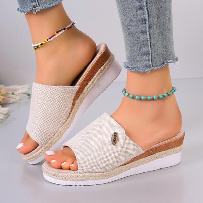 Fashion Summer Wedges Women Slippers Platform High Heels Slippers Ladies Outside Basic Wedge Shoes Retro Outdoor Sandals Slides Women