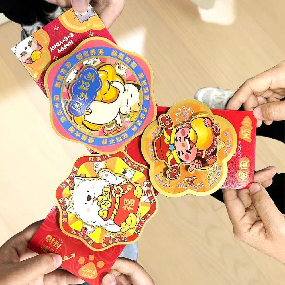 Paper Money Pocket Rotating Red Envelope Cartoon God of Wealth Envelopes Lucky Gifts  Kids Gifting
