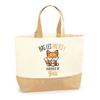Tote Bag - PLANETEE - Thaïs Paws Off Fox - Natural Jute - Printed In France - Large Capacity