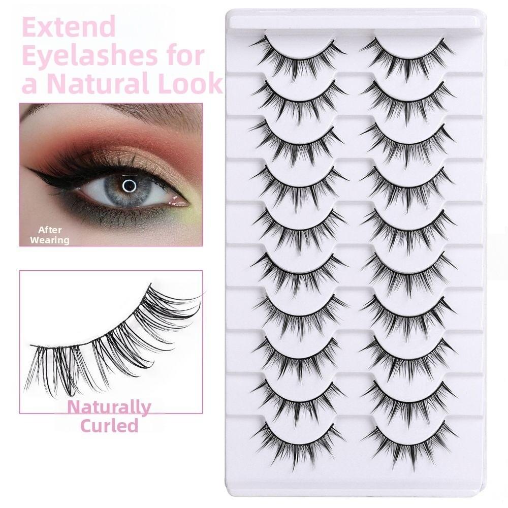 10 Pairs Fluffy Thick 3D Faux Mink Lash Glue Version Full Strip Lashes  Eye Lash Extension