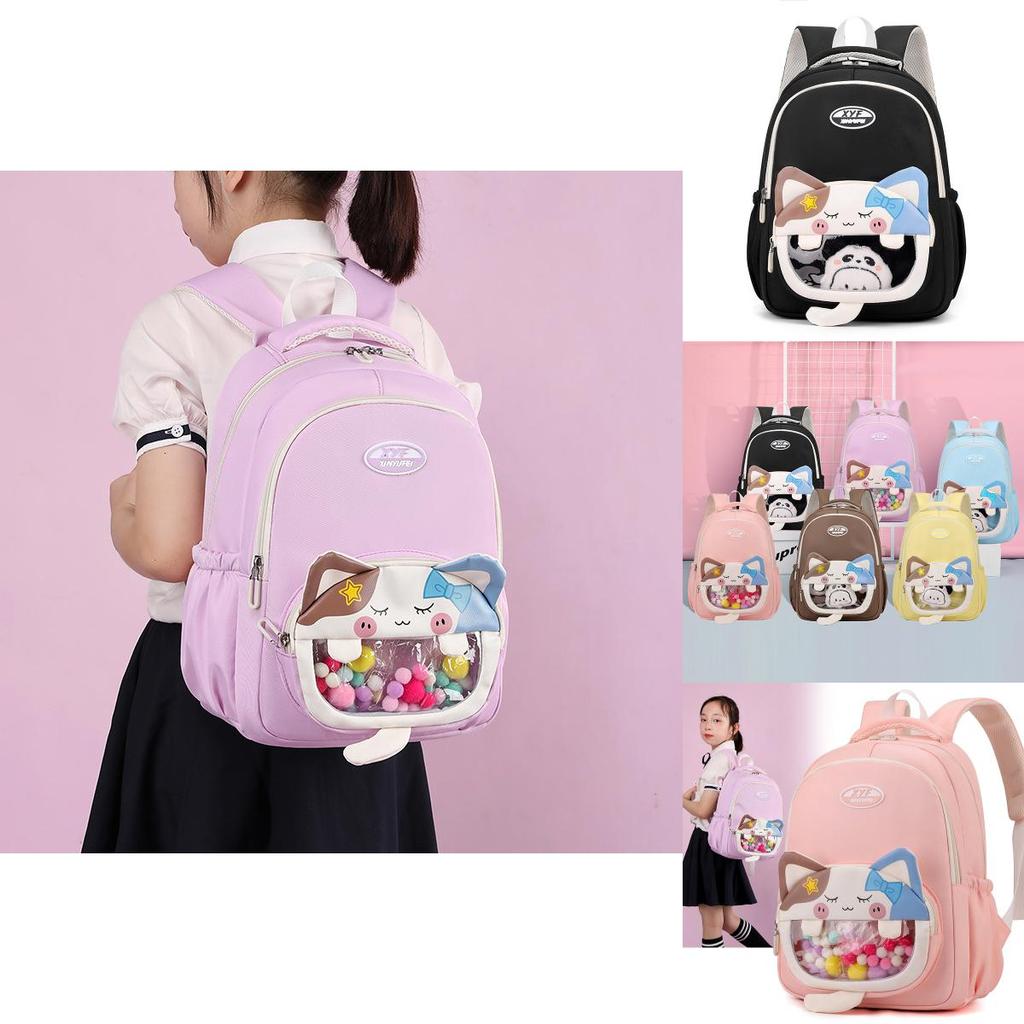 Large Capacity Cartoon Backpack With Transparent Window Perfect For Kids School Use