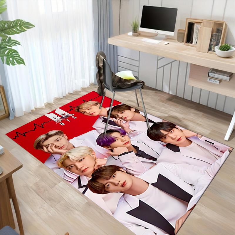 Heartbeat Bts Carpet For Playroom Bedroom Living Room Sofa Home Decorkids Game Area Rug Nonslip Floor Mat