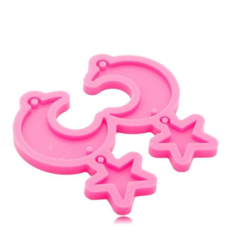 DIY Glossy Star Moon Shape Earrings Silicone Molds for Epoxy Jewellery Making