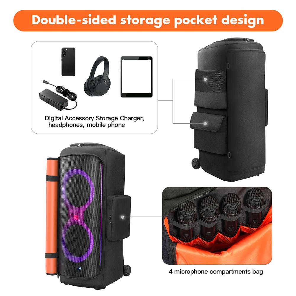 Speaker Carry Cover with Mic Pocket Portable Speaker Dust Case Waterproof Double-Sided Speaker Storage Bag for JBL Party Box 520