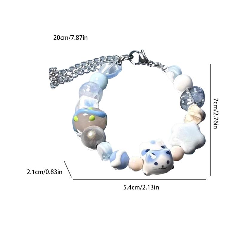 Multicolor Adjustable Beaded Bracelet Skin Friendly Jewelry Trendy Accessory For Teens Girls Casual Wear Handchain