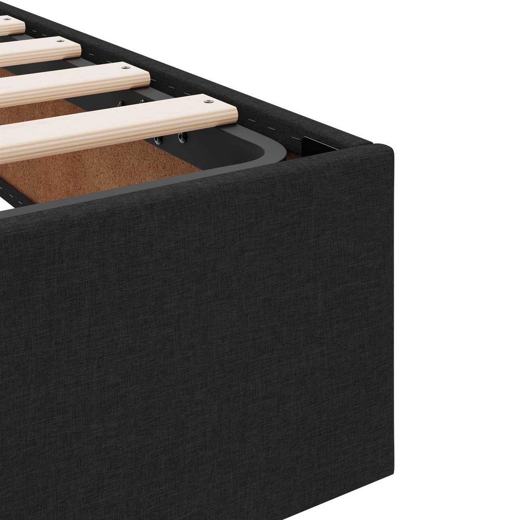 Storage Bed with Mattress Black 200 X 200 Cm Fabric