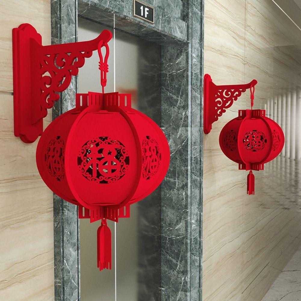 Neue Vlies 3D Neujahrs Filz Laterne mit Quaste DIY Rote Laterne Traditionelle Festival Dekoration Hängende Ornamente