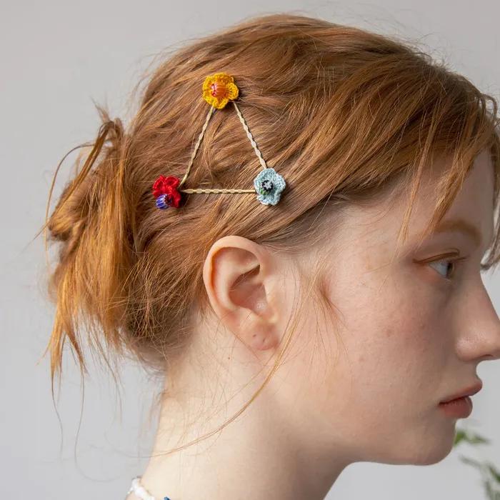 Color flower vintage hairpin (3colors)