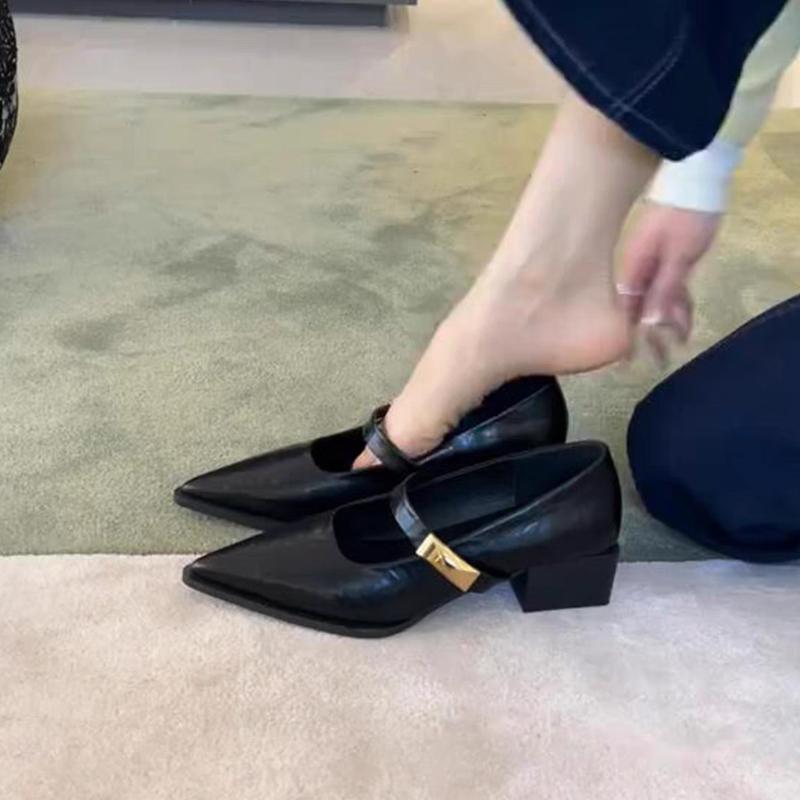 Fashion Shoes Woman Flats Shallow Mouth Pointed Toe Dress Comfortable on Heels New Summer Spring Mary Janes Shoes Woman  New Pointed Toe