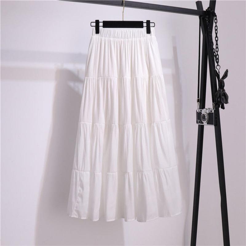 DX~~ New Spliced Cotton and Linen Skirt, Literary Fresh Long Skirt, High-waisted and Versatile, A-line Swing Skirt, Casual Skirt
