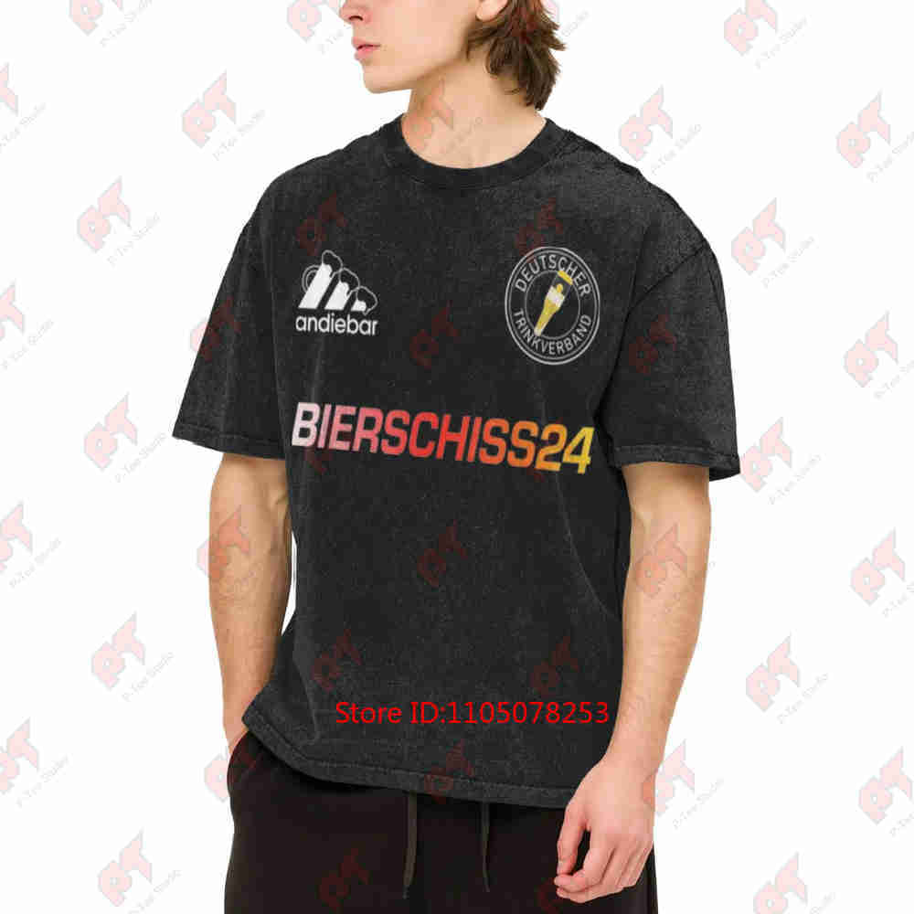 Bierschiss 24 Malle Germany Beer Vintage Washed Tee Pure Cotton T-Shirt