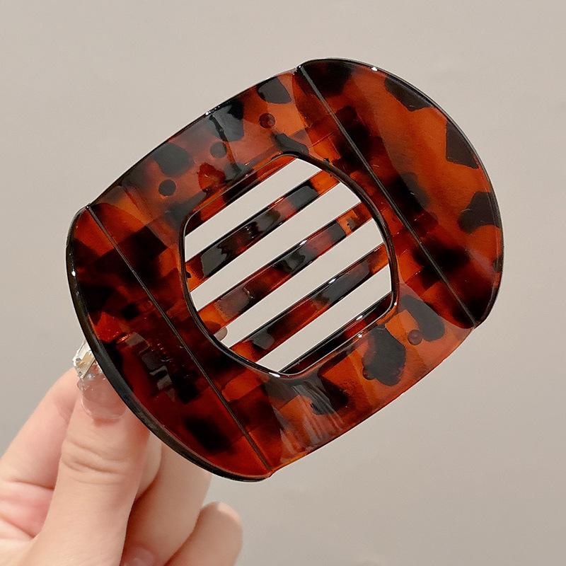 Bequeme Abalone Krallenklemme für Frauen - Vollständig zurückliegender runder flacher Hochsteckfrisur & gebogener Pferdeschwanz Haarschmuck