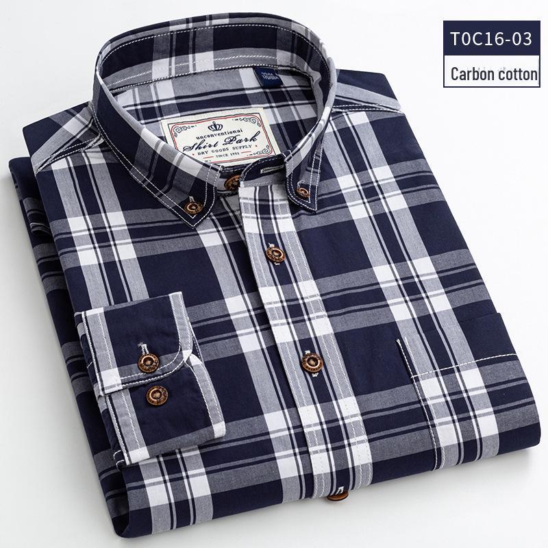 

Мужская облегающая клетчатая хлопковая рубашка - весна/осень, длинный рукав, повседневная одежда в корейском стиле XL