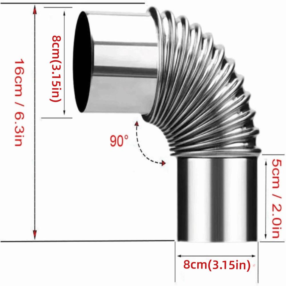 90 Degree Chimney Elbow Stainless Steel Chimney Exhaust Elbow Durable Stove Pipe Elbow Wood Stove