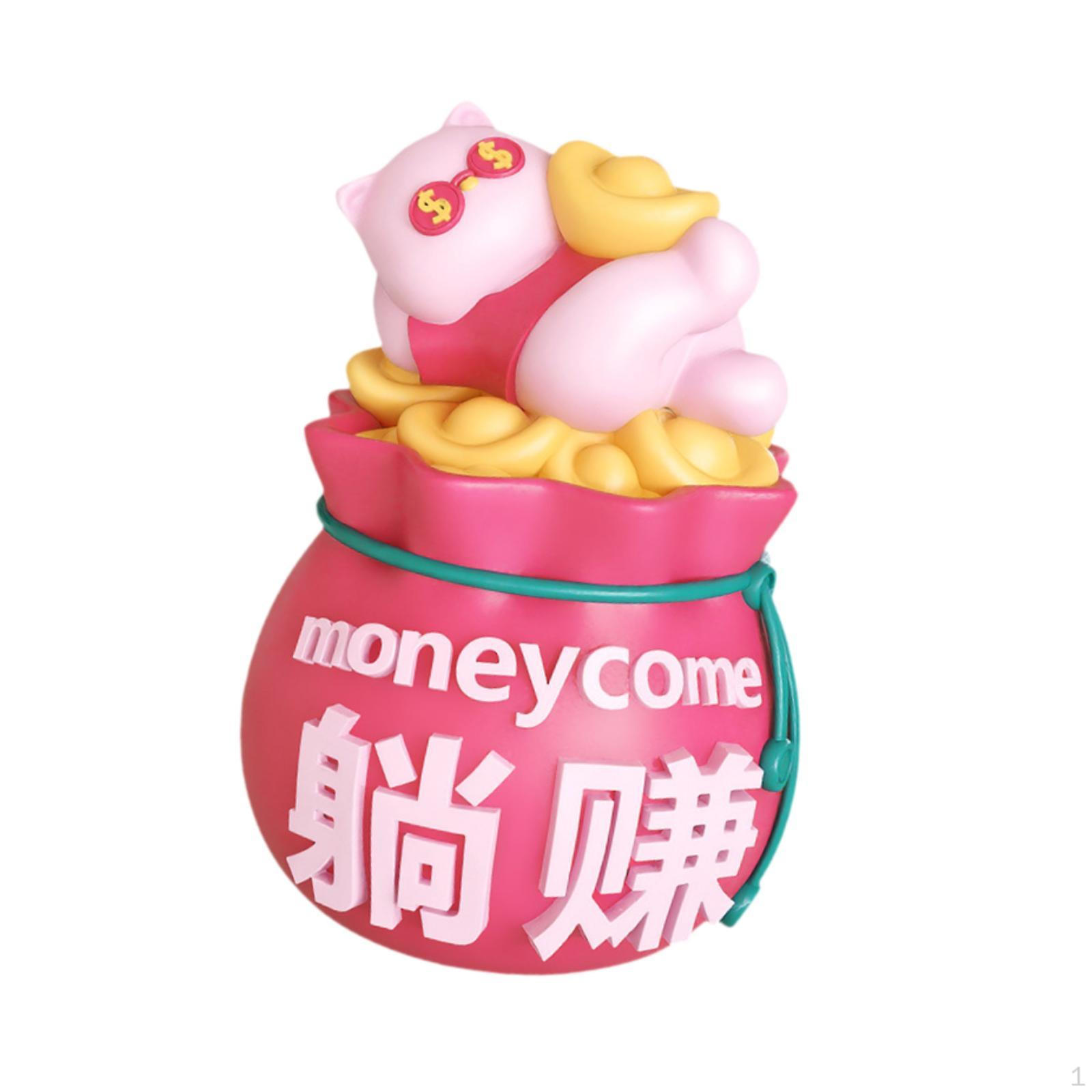 Статуэтка кошки «Счастливчик», статуэтка «Рог изобилия», настольное украшение, скульптура «Процветание» для камина розовый