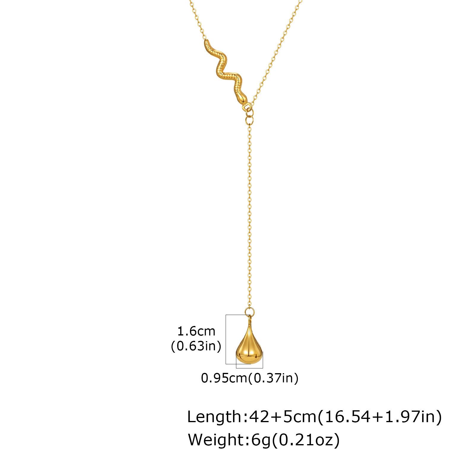 Wind Niche Design Stainless Steel Snake-Shaped Water Drop Y-Shaped Necklace, Jewelry Nc-2137 золотой