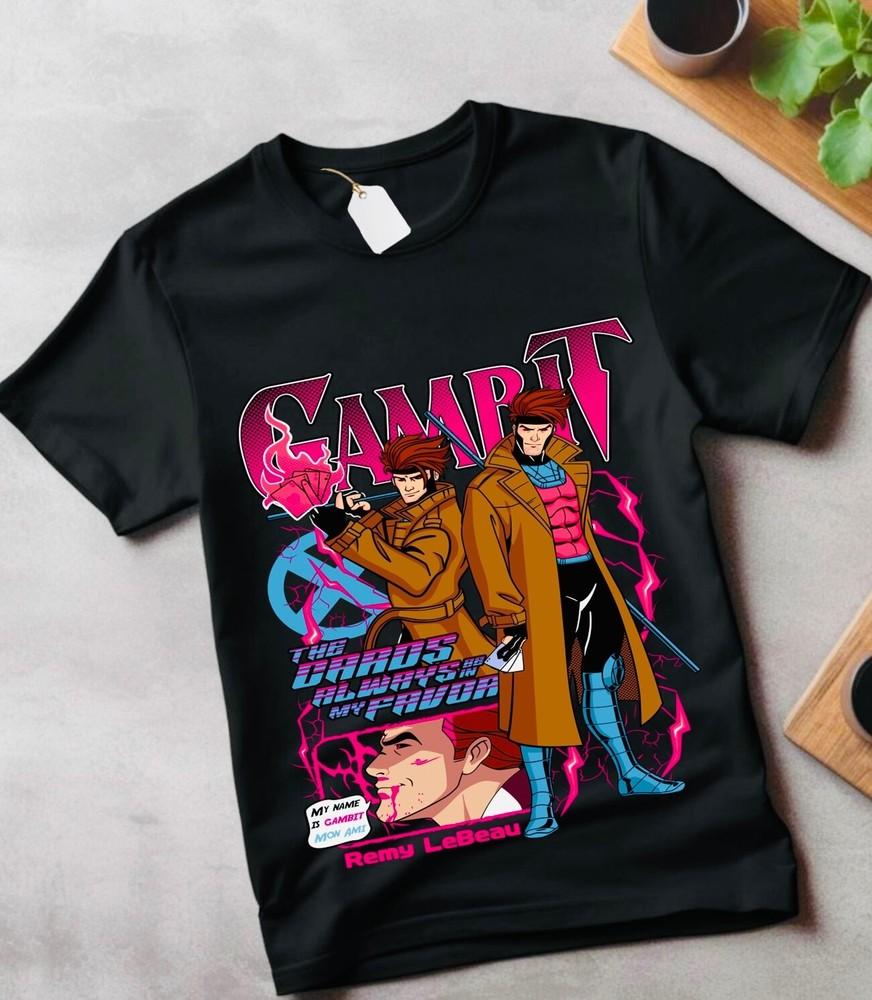 

Мужская футболка X-Men с карточным фокусом Гамбита, серая, футболка «Гамбит, мне везет», подарок 4XL