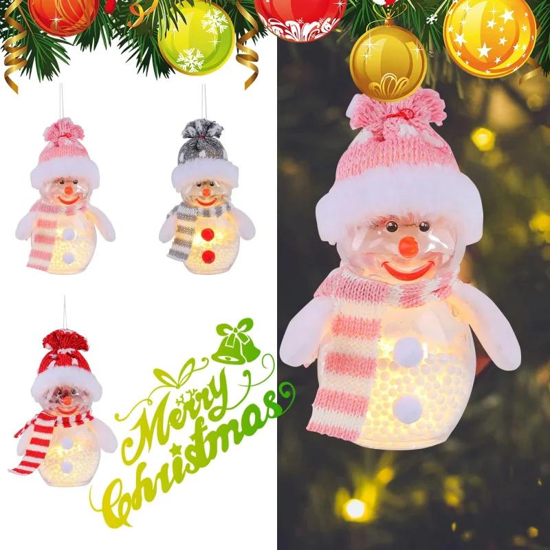Lighted Snowman Christmas Decoration Light Up Snowman Christmas Decor Transparent Holiday Doll Christmas Decorations for Table