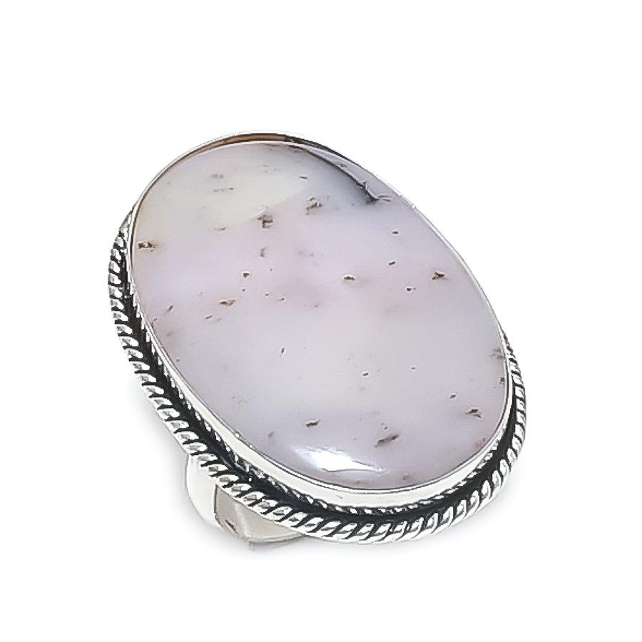 

Natural Pink Opal Gemstone Handmade 925 Sterling Silver Jewelry Ring Size 9 ETC-13441