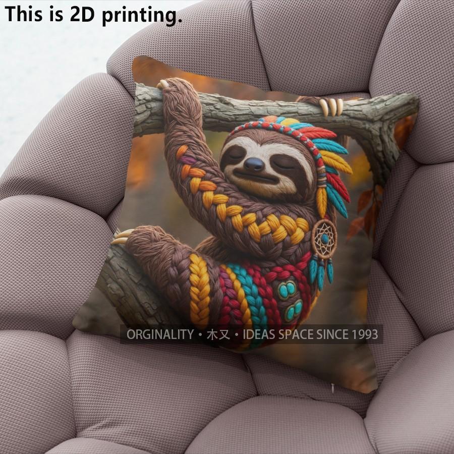 Boho Tribal Sloth Throw Pillow Covers Pattern Cushion Cover Suitable for Sofa Bedroom Car Pillow Cover