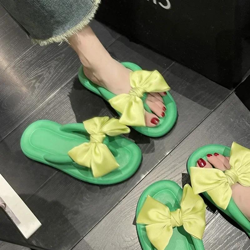 Summer Women's Flat EVA Slippers New Fashion Butterfly Knot Slip On Women's Flip Flops Outdoor Light Women Sandals Beach Shoes