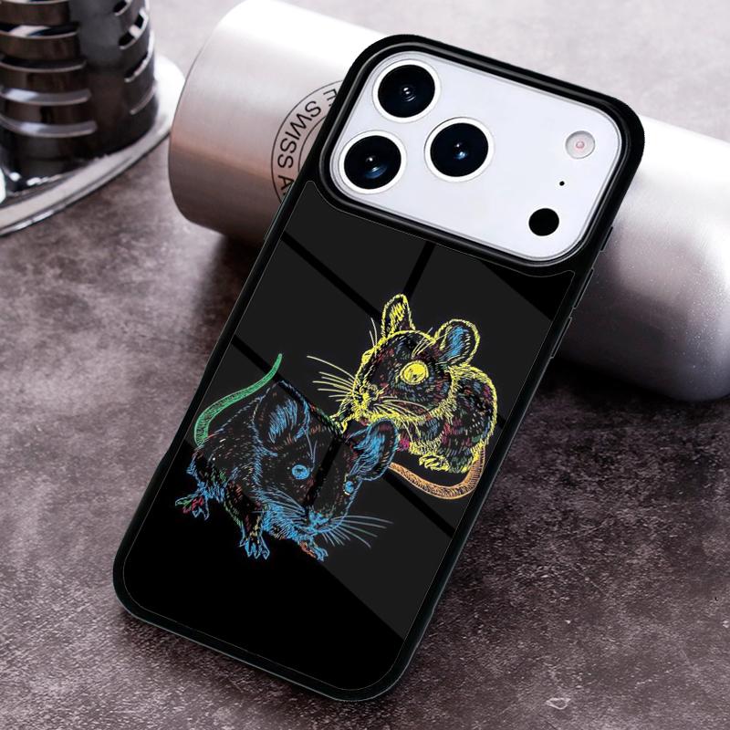 Mouse Rat Print Phone Case for iPhone 17 16 15 Pro Max Air 14 13 12 11 Plus Shockproof Capa Cover