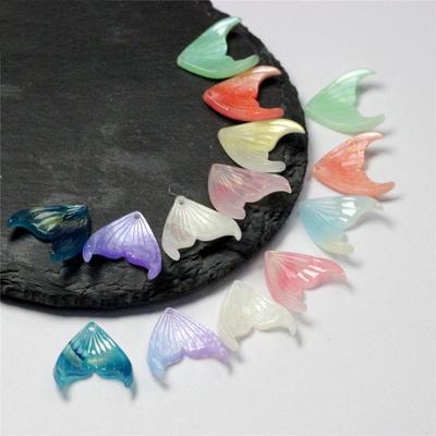 17x19mm 10 adet DIY El Yapımı Üç Boyutlu Aksesuarlar Moda Saç Tokası Asetat Tabak Oymalı Mücevher Balık Kuyruğu Akrilik Boncuk Aksesuarları