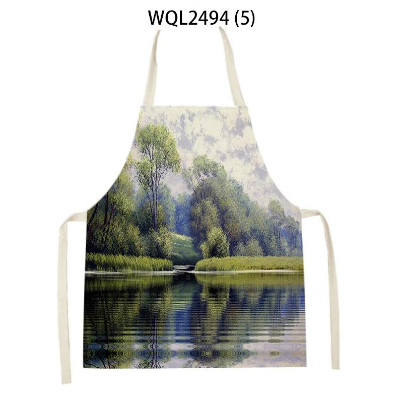 Kitchen Apron for Women Mountain Forest Scenery Adult Kids Cooking Apron Household Cleaning Supplies Pinafore Sleeveless Aprons