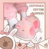 Women's Cute Cartoon Capybara Cotton Slippers - Warm Winter Plush Home Wear