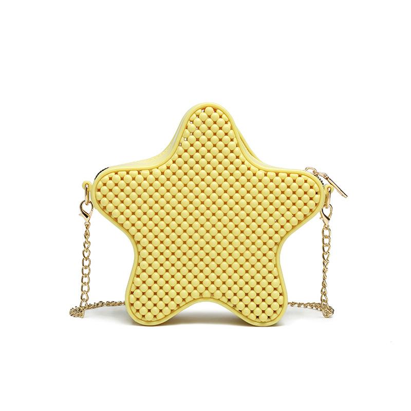Fashion Jelly Bags Female Shoulder Bags New Versatile PVC Flash Five Pointed Star Chain Bags Leisure Square Bag Crossbody Bags