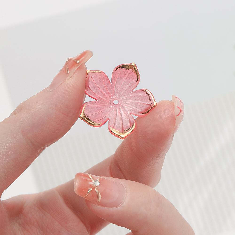 50pcs/Lot 23x24mm Acrylic Flower Beads Petals Charm Connectors DIY Earrings Hair Jewelry Making Acessories Supplies