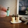 Eco-friendly Material Miniature Soap Dispenser Grid Texture Mini Lotion Bottle Dollhouse Accessory for 1:12 Scene Decor