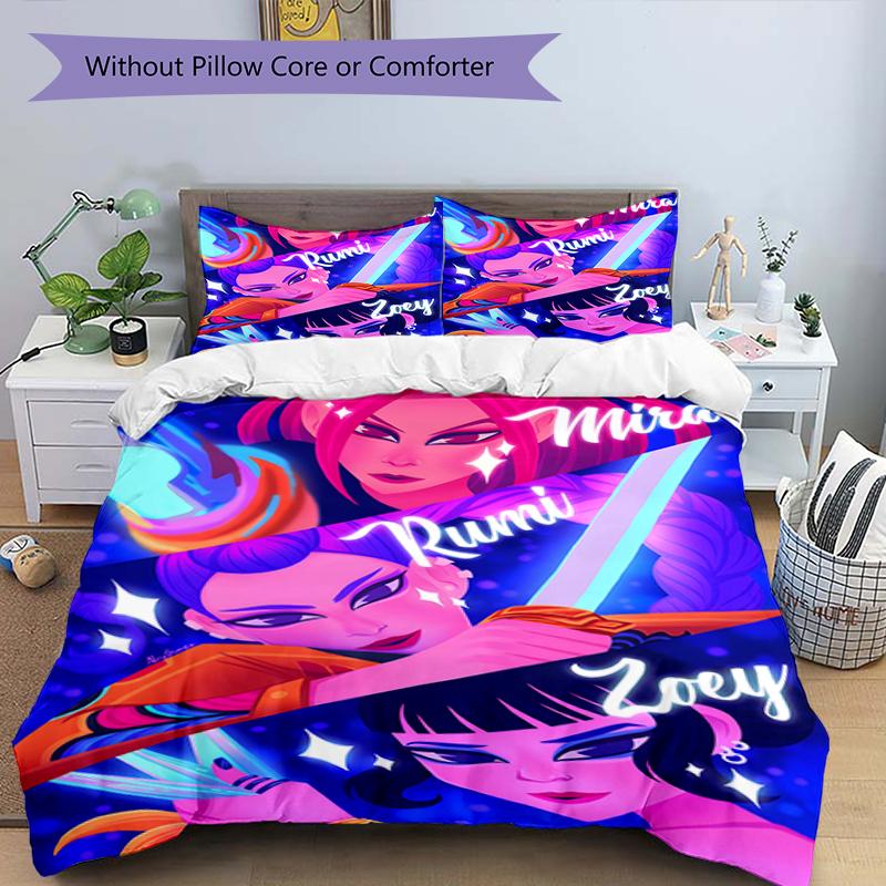 3pcs KPop Demon Hunters17 Design Cover Set - HD Printed Bedding with 1 Cover and 2 Pillowcases - Perfect for Home and Dorm Decor