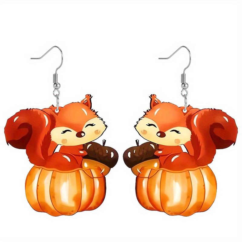

2D Плоские Акриловые Серьги Осенний Фестиваль Урожая День Благодарения Белка Тыква Модная Бижутерия Подарок для Женщин