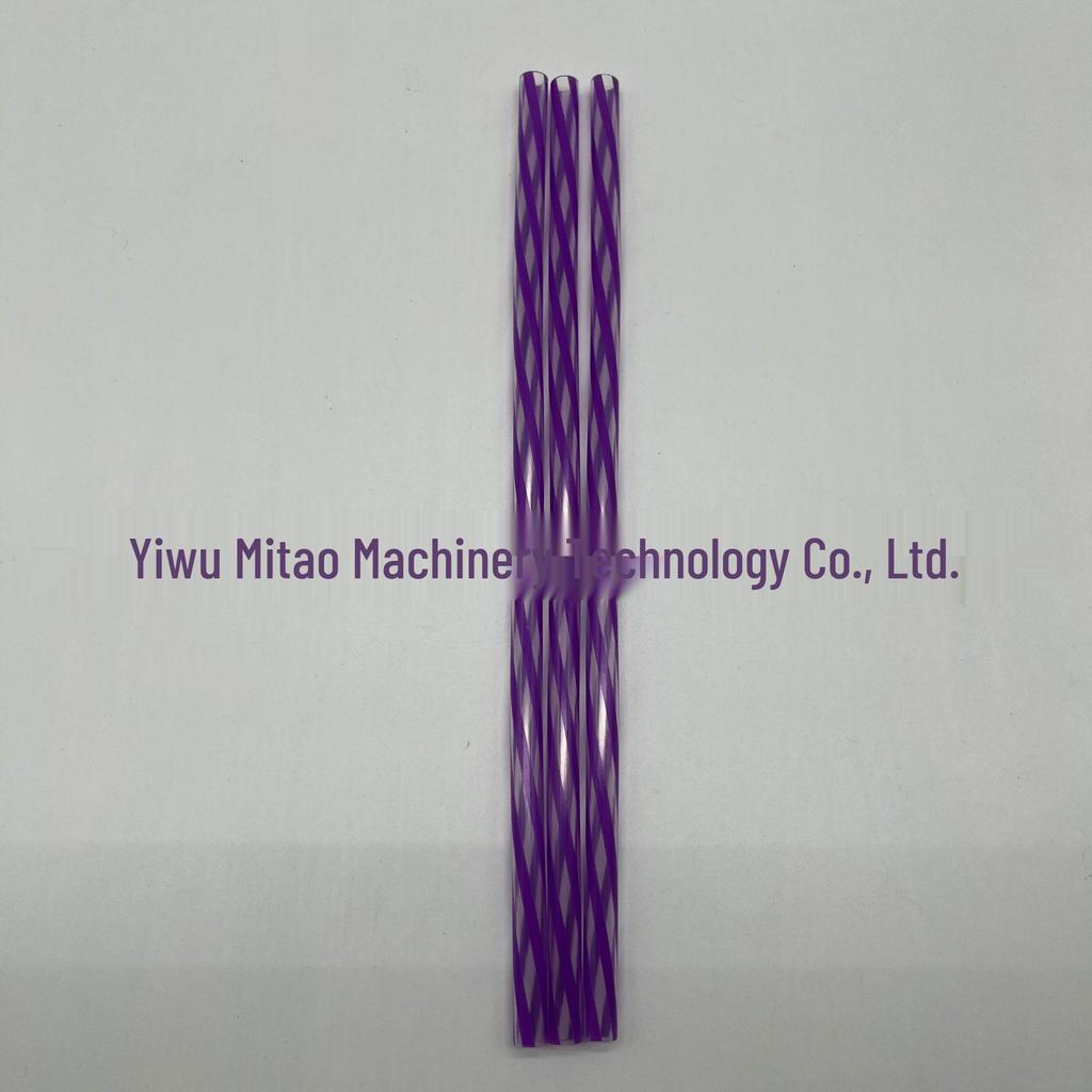 Thickened Two-Color Threaded Plastic Straws, 100-Pack
