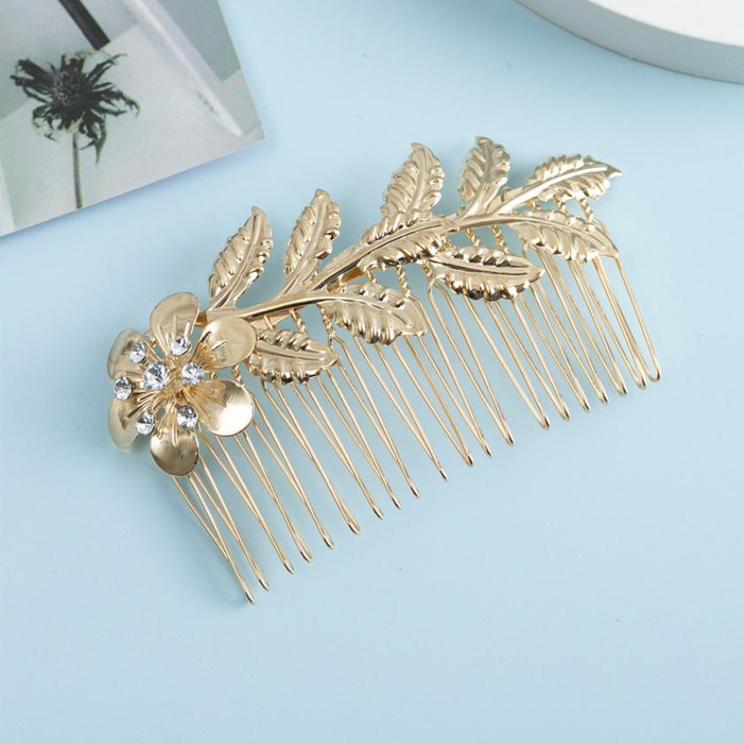 Wedding Hair Accessories Leaf Hair Clips for Women Fashion Crystal Bride Headdress Hairpin Crystal Hair Combs Girls Jewelry Gift