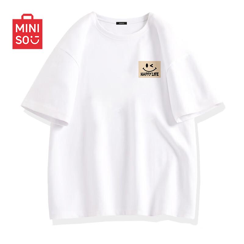 MINISO Men s Short Sleeve Cotton Smiley Face Print T-Shirt 2XL
