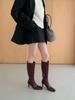 Wide tube square head knight boots women's autumn and winter boots thick high heel boots thin boots