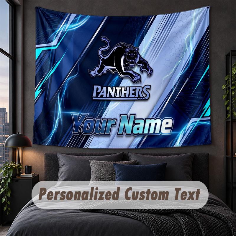 Custom Name Text Tapestry,Penrith Panthers Decorative Wall Hanging, Background Tapestry For Home Bedroom