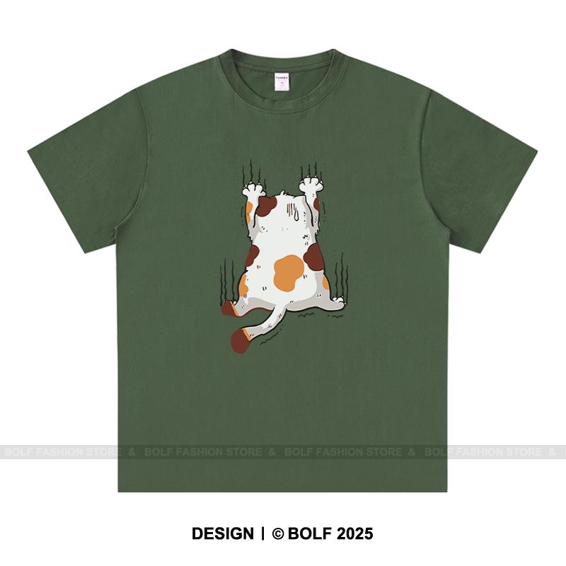 Kawaii Katt Herr T-shirt 100% Bomull Oversize Chibi Kattunge Grafiska T-shirts för Män Söt Djurälskare Japansk Streetwear