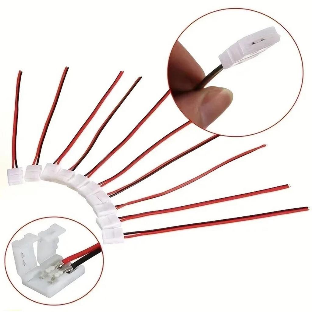 10Pcs No Soldering 2Pin Power Wire Connector LED Strips Lights Connector Splice Clip LED Strip Accessories Connectors