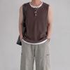 Onl Layered Henley Neck Tank Top Ribbed