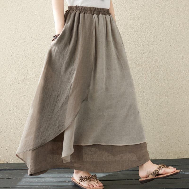 Summer Japanese and Korean Irregular Patchwork Plain Skirt Women