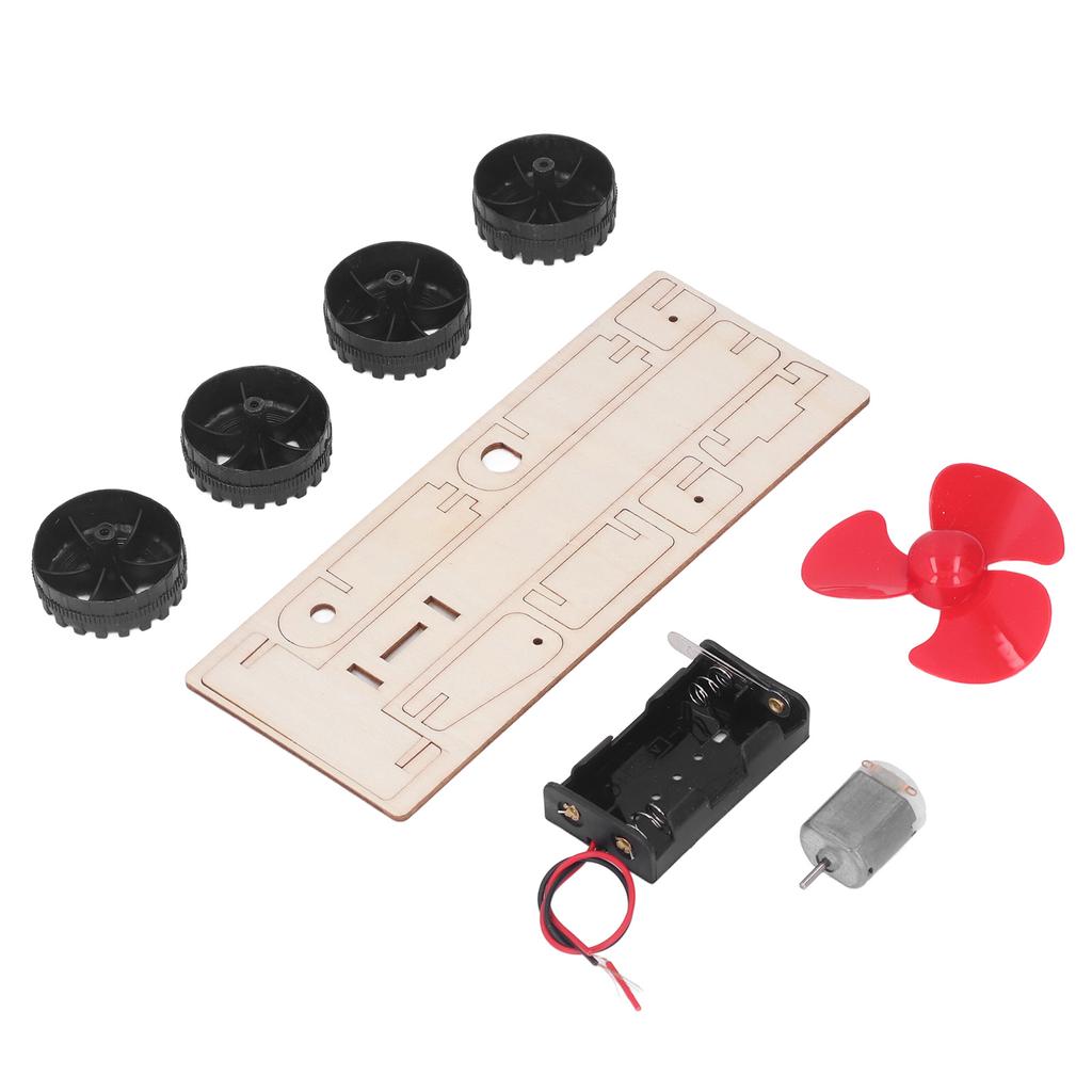 Wooden Electric Wind Car Model Fan Blade Motor Science Teaching Aids Educational Car Toy for Kids